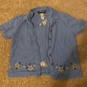 Women’s button down floral embroidered shirt